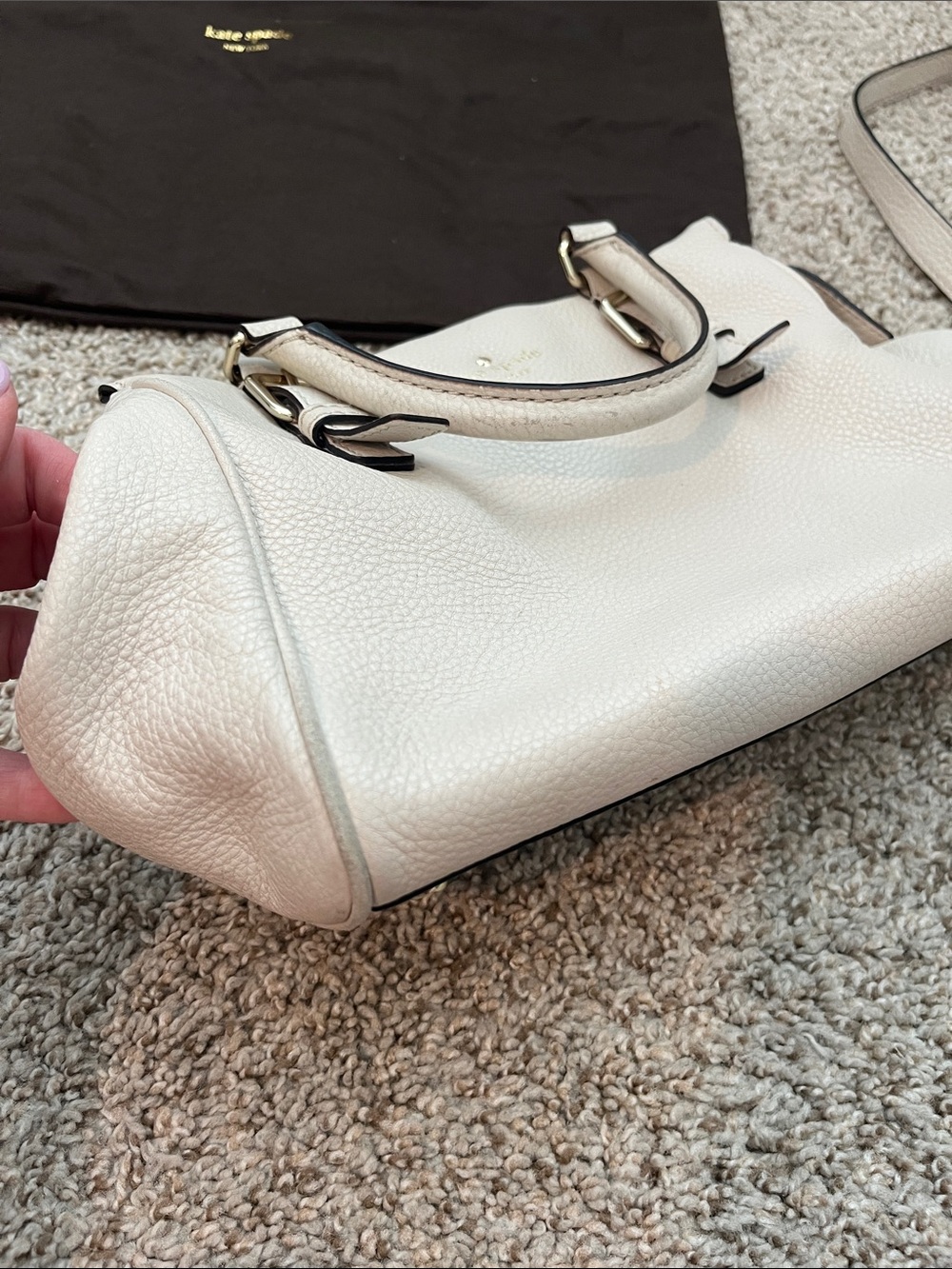 kate spade Cream Pebbled Leather Satchel with Gold Hardware - Picture 7 of 7